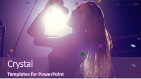  Presentation with singer - PPT theme with flying colors against female singer background and a violet colored foreground