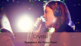  Presentation with singer - PPT theme consisting of flying colours against female singer at nightclub background and a coral colored foreground