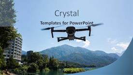  Presentation with drone - PPT theme enhanced with flying-drone-on-the-sky background and a light blue colored foreground