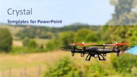  Presentation with camera drone - PPT theme enhanced with flying-drone-with-camera background and a sky blue colored foreground