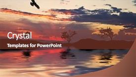  Presentation with eagle - Audience pleasing PPT theme consisting of sunset eagle - water colors backdrop and a tawny brown colored foreground