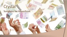  Presentation with euro - Beautiful presentation theme featuring flying euro paper money backdrop and a cream colored foreground