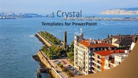  Presentation with country photo - Theme with flying-ferry-across-the-nervion background and a light blue colored foreground