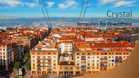  Presentation with suspension - Presentation theme having flying-ferry-across-the-nervion background and a light blue colored foreground