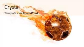  Presentation with fiery - Amazing PPT theme having flying fiery ball on white backdrop and a lemonade colored foreground