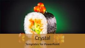  Presentation with japan food - Slides having flying fish roe and caviar background and a gold colored foreground