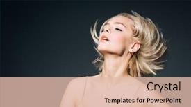  Presentation with flying - PPT theme consisting of flying hair over gray background background and a lemonade colored foreground