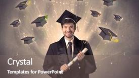  Presentation with college - Beautiful slides featuring flying hats on grunge background backdrop and a gray colored foreground