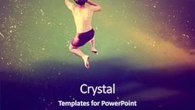  Presentation with train bridge - Slides with flying high - boy jumping of an old background and a navy blue colored foreground