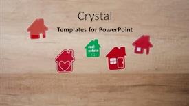  Presentation with realtor - Beautiful slide deck featuring flying-in-air-miniature-houses backdrop and a coral colored foreground