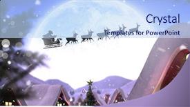  Presentation with santa sleigh - Colorful theme enhanced with flying in sleigh with reindeer backdrop and a sky blue colored foreground