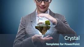  Presentation with eco bus - Slide set enhanced with flying island in eco concept background and a ocean colored foreground