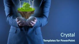  Presentation with eco - Amazing slide deck having flying island in eco concept backdrop and a ocean colored foreground