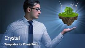  Presentation with climate - Beautiful PPT theme featuring flying island in eco concept backdrop and a ocean colored foreground