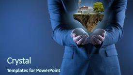  Presentation with eco - PPT layouts enhanced with flying island in eco concept background and a ocean colored foreground