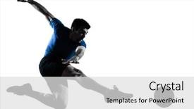 Presentation with multi sports soccer football basketball - PPT theme enhanced with flying kicking playing soccer football background and a light gray colored foreground