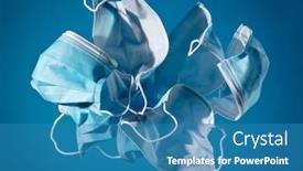  Presentation with medical equipment - Amazing presentation design having flying-masks-on-blue-background backdrop and a teal colored foreground