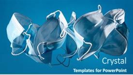  Presentation with medical face mask - Presentation theme consisting of flying-masks-on-blue-background background and a ocean colored foreground