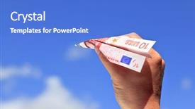  Presentation with plane - Slides with flying money - photo of a paper plane background and a cobalt blue colored foreground