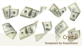  Presentation with flying - Audience pleasing slides consisting of flying money on white background backdrop and a soft green colored foreground