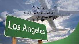  Presentation with los angeles - Presentation design consisting of flying movie - los angeles green road sign background and a seafoam green colored foreground
