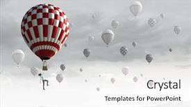  Presentation with transportation air balloon flying - Cool new PPT theme with flying on aerostat balloon high backdrop and a white colored foreground