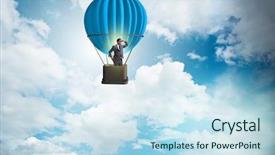  Presentation with transportation air balloon flying - Cool new PPT theme with flying on balloon in challenge backdrop and a sky blue colored foreground