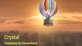  Presentation with challenge - PPT layouts featuring flying on balloon in challenge background and a  colored foreground