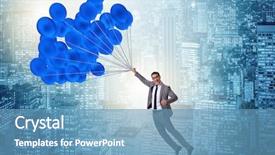  Presentation with challenge - PPT theme consisting of flying on balloon in challenge background and a  colored foreground