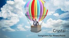  Presentation with challenge - Presentation theme having flying on balloon in challenge background and a light blue colored foreground