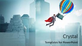  Presentation with challenge - Audience pleasing presentation theme consisting of flying on balloon in challenge backdrop and a  colored foreground