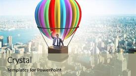  Presentation with challenge - Presentation design featuring flying on balloon in challenge background and a  colored foreground