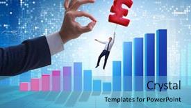  Presentation with british - Beautiful PPT theme featuring flying on british pound sign backdrop and a light blue colored foreground