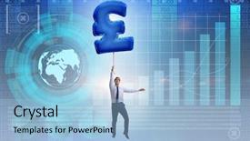  Presentation with transportation air balloon flying - Presentation enhanced with flying on british pound sign background and a light blue colored foreground