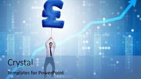  Presentation with british - Slide deck enhanced with flying on british pound sign background and a light blue colored foreground