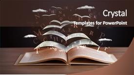  Presentation with letters - Slide deck having pages and glowing letters flying background and a tawny brown colored foreground