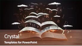  Presentation with letters - PPT theme having fresh and healthy lively enthusiastic pretty girl spreading tasty peanut butter over a piece of bread while cooking morning meal and wearing an apron background and a mint green colored foreground