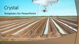  Presentation with agriculture robots - PPT theme featuring flying over field smart agriculture background and a arctic colored foreground