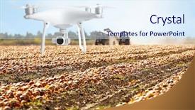  Presentation with agriculture robots - Beautiful slides featuring flying over field smart agriculture backdrop and a sky blue colored foreground