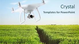  Presentation with agriculture robots - Slides having flying over field smart agriculture background and a sky blue colored foreground