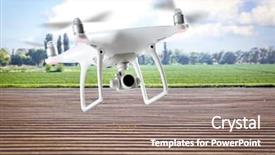  Presentation with agriculture robots - Slides with flying over field smart agriculture background and a gray colored foreground