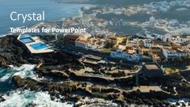  Presentation with lava - Presentation featuring flying-over-garachico-city-center background and a teal colored foreground