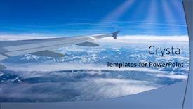  Presentation with airplane - Presentation theme with flying-over-the-clouds-inflight background and a light blue colored foreground