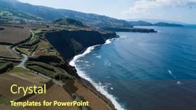  Presentation with ocean - PPT layouts with flying-over-the-ocean-surf background and a tawny brown colored foreground