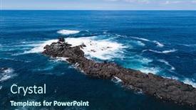  Presentation with ocean - Presentation design having flying-over-the-ocean-surf background and a ocean colored foreground