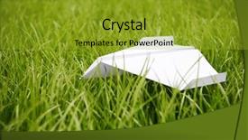  Presentation with white torn paper on gray - Amazing slides having flying paper airplane in grass backdrop and a  colored foreground