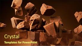  Presentation with chocolate - PPT theme having flying-pieces-of-crushed-chocolate background and a tawny brown colored foreground