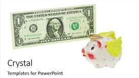  Presentation with pigs - Presentation theme consisting of flying piggy bank passing one background and a  colored foreground