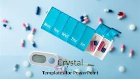  Presentation with tablet capsule - PPT layouts with flying-pill-tablet-capsule-levitation background and a light blue colored foreground