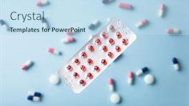  Presentation with tablet capsule - Cool new presentation theme with flying-pill-tablet-capsule-levitation backdrop and a sky blue colored foreground